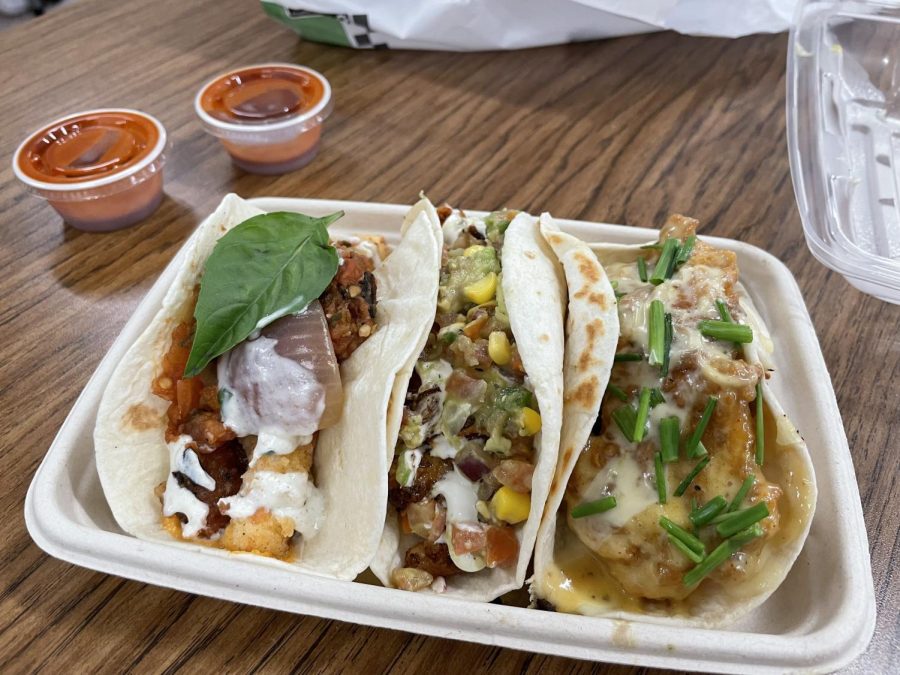 The+three+sampled+tacos+-+%28l+to+r%29+Fried+Paneer%2C+Mexi-Cali+Shrimp+and+the+former+WTF+%28weekly+taco+feature%29+-+Chicken+Cordon+Bleu.