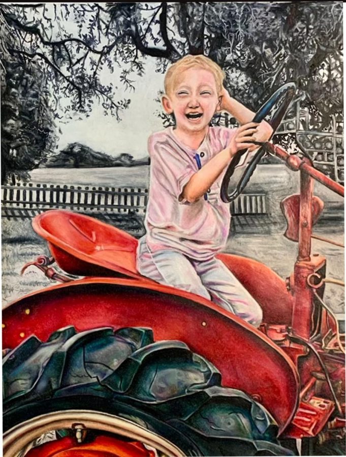 Abbys gold medal artwork as awarded by the Houston Livestock Show and Rodeos School Art program.