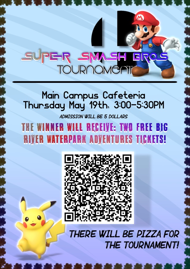 Scan the QR code to sign up for the tournament next Thursday after school on the main campus.  Admission is $5.