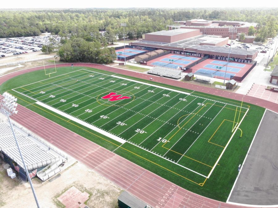 A+drone+operated+by+AFJROTC+took+this+photo+of+the+updated+Willig+Field+last+month.++