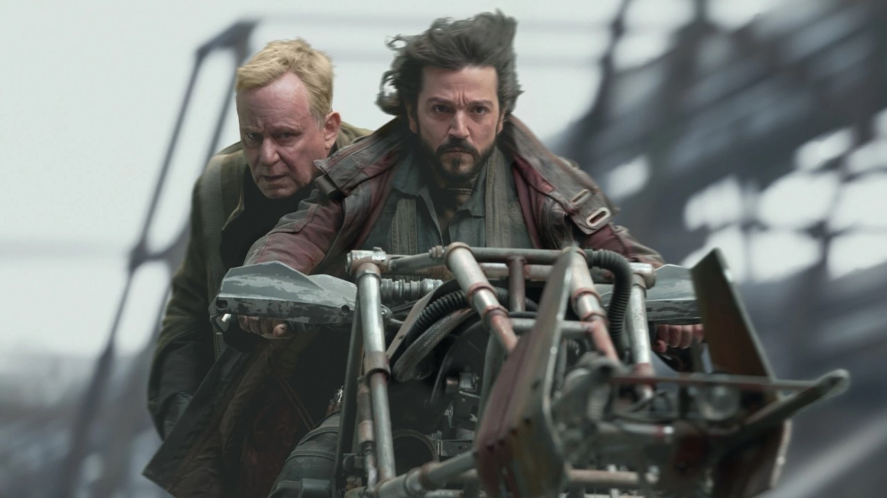 Diego Luna (front) plays Cassian Andor, and Stellan Skarsgard plays Luthen Rael on the latest in the Star Wars universe from Disney.