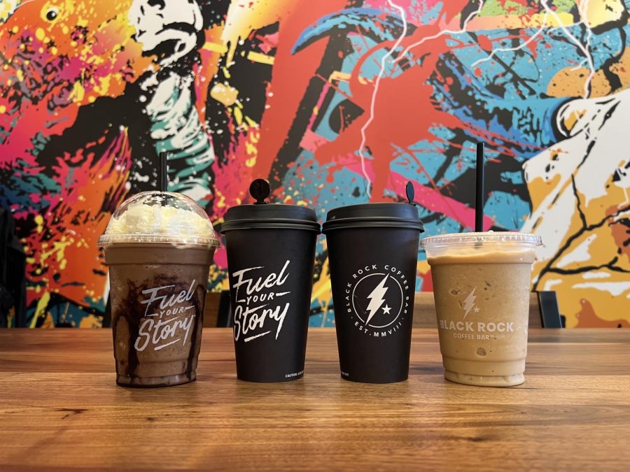 Four drinks at Black Rock Coffee Bar - they are open 5 a.m. - 8 p.m. daily.  They have stores in eight states now.