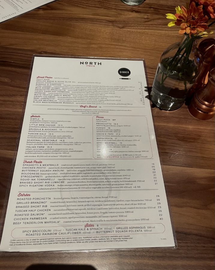 Norths menu is easy to read and has a variety of traditional Italian favorites.
