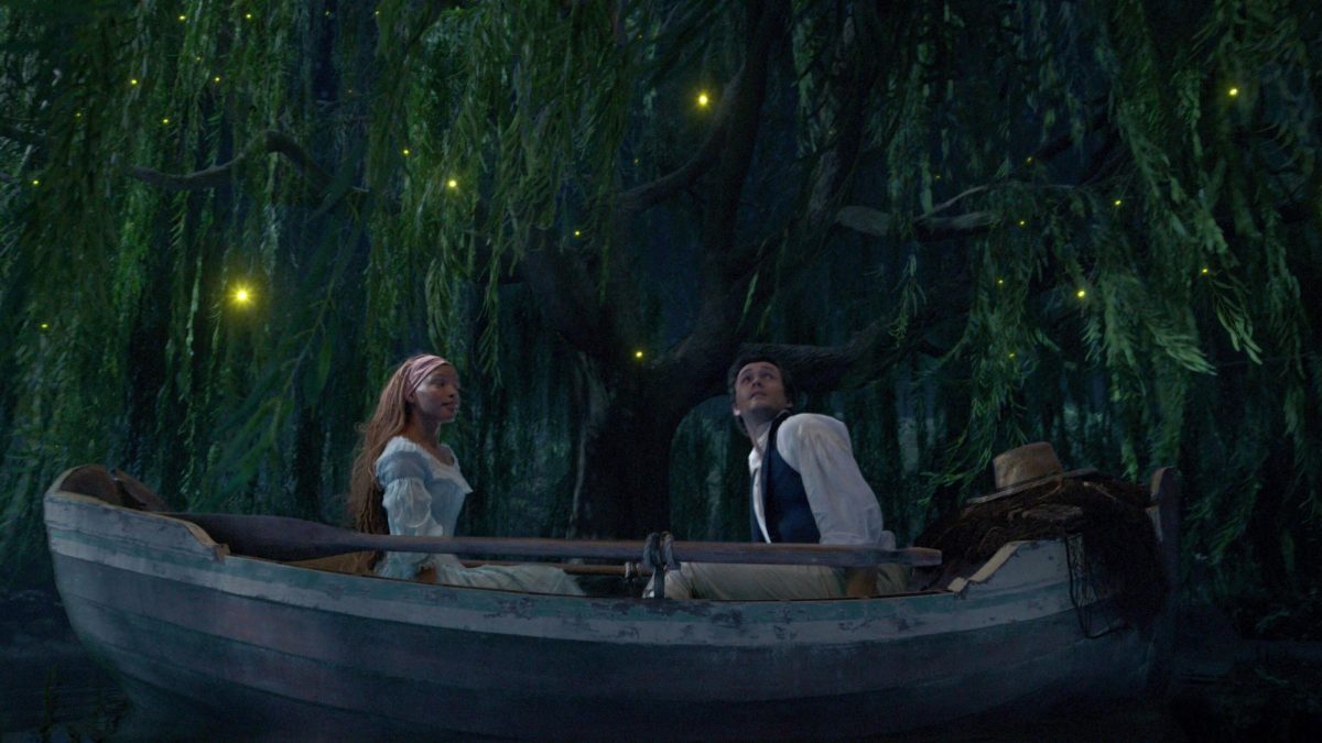 Ariel and Prince Eric drift along during the Kiss the Girl scene.  Courtesy of The Walt Disney Corporation