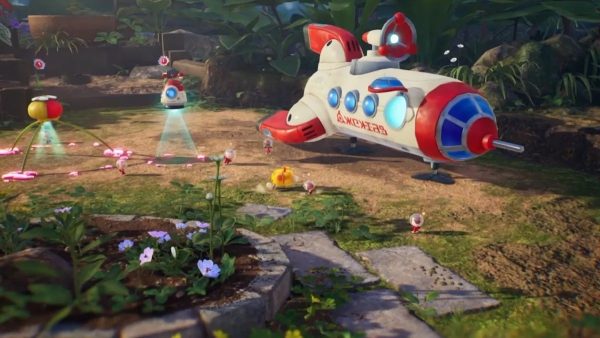 The home base for Pikmin - where the ship the S.S. Dolphin lands.  Courtesy of Nintendo.