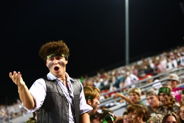Timmy Prather leads the student section at Woodforest Stadium last season.  Courtesy of Timmy Prather.