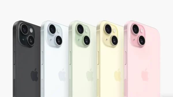 The newest iPhone comes in a range of colors, and features a new USB C charging port.  Courtesy of Apple.