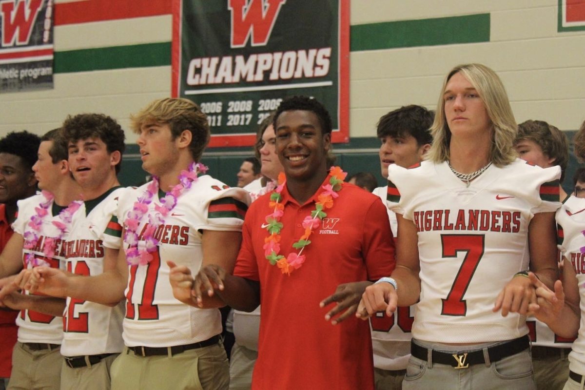 Football players participate in pep rallies during the fall semester - other sports are recognized too.
