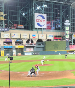 Astros up to bat against the Angels. 