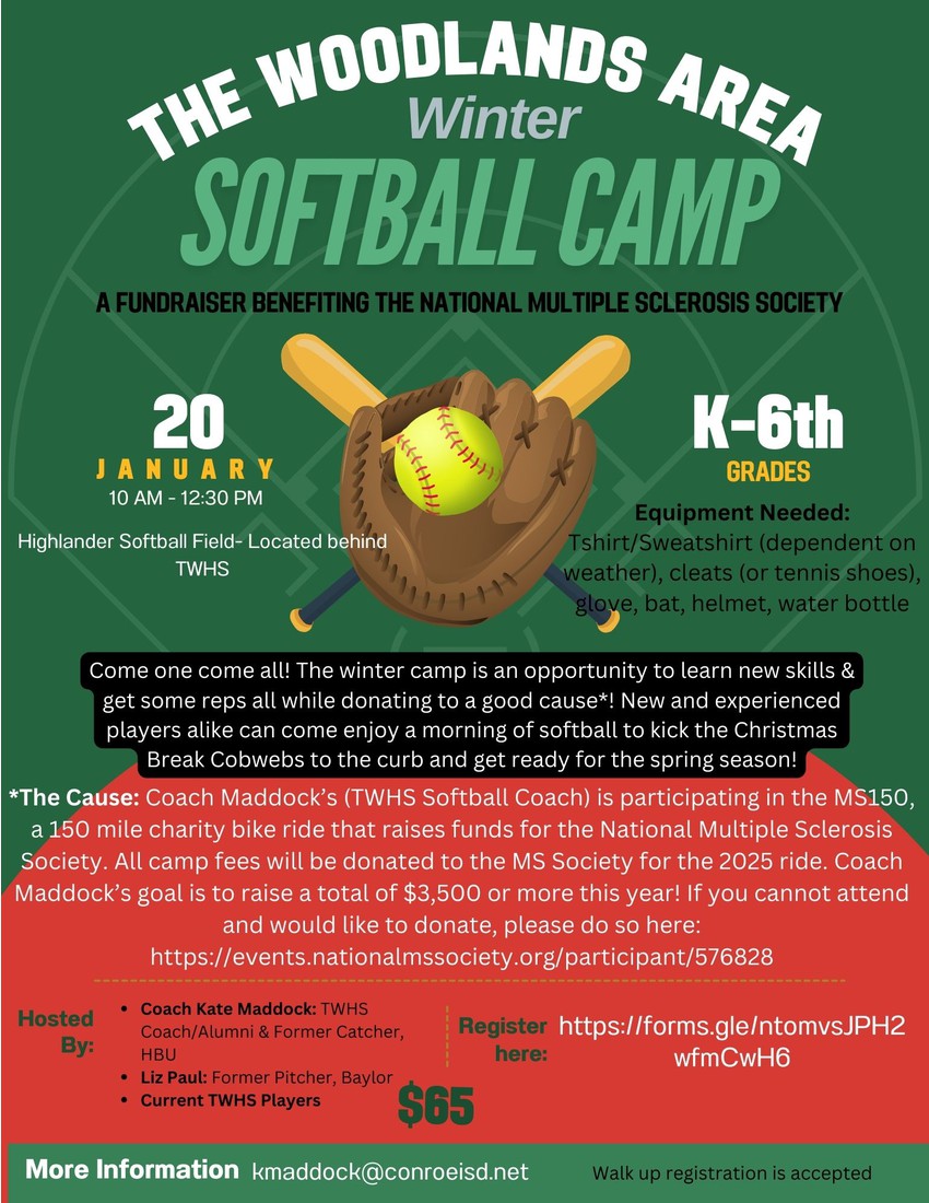 The Softball Camp Flyer Supporting MS. 