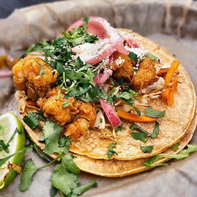 Torchy's Tacos offers a selection of tacos, salads, and bowls. 