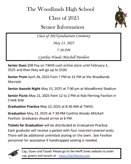 The official timeline for TWHS senior events!