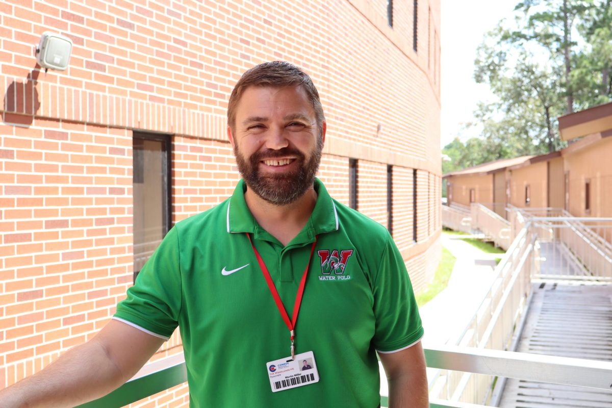 Martin Miller in front of his outside classroom. 
