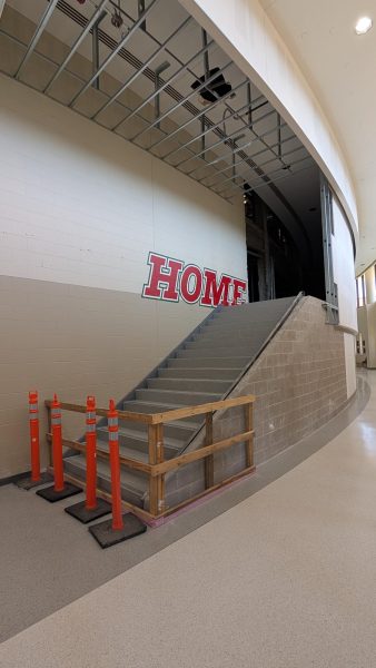 Renovations in the main TWHS hallway, outside the auditorium