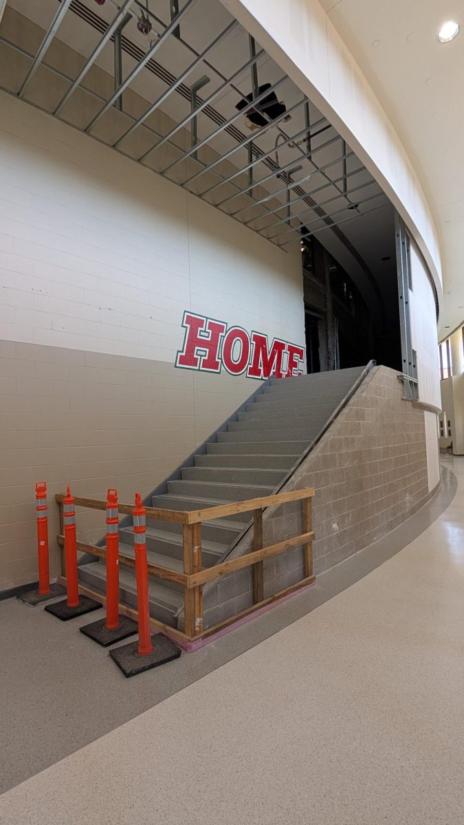 Renovations in the main TWHS hallway, outside the auditorium