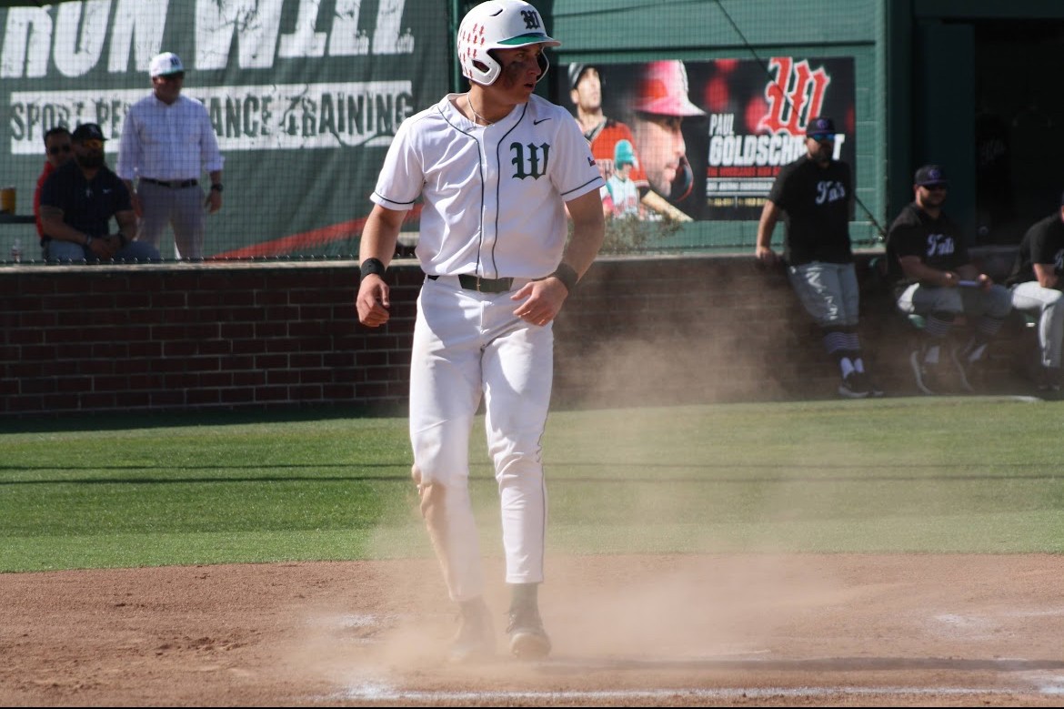 Smejkal arriving at a base, mid game. Photo provided by Jack Smejkal.