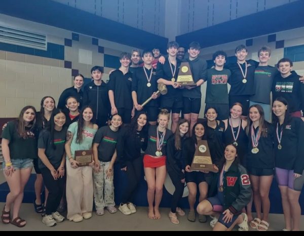The Woodlands High School Swim and Dive team at the Regional Competition February 2026. Courtesy of Coach Wade's Facebook, used with permission.