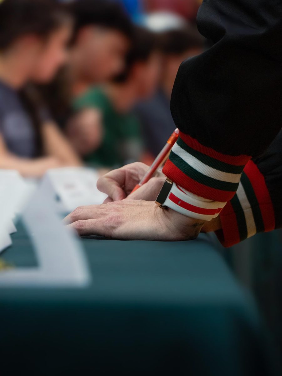Students at The Woodlands Highschool commit to their colleges during an annual signing day on February 4, 2026