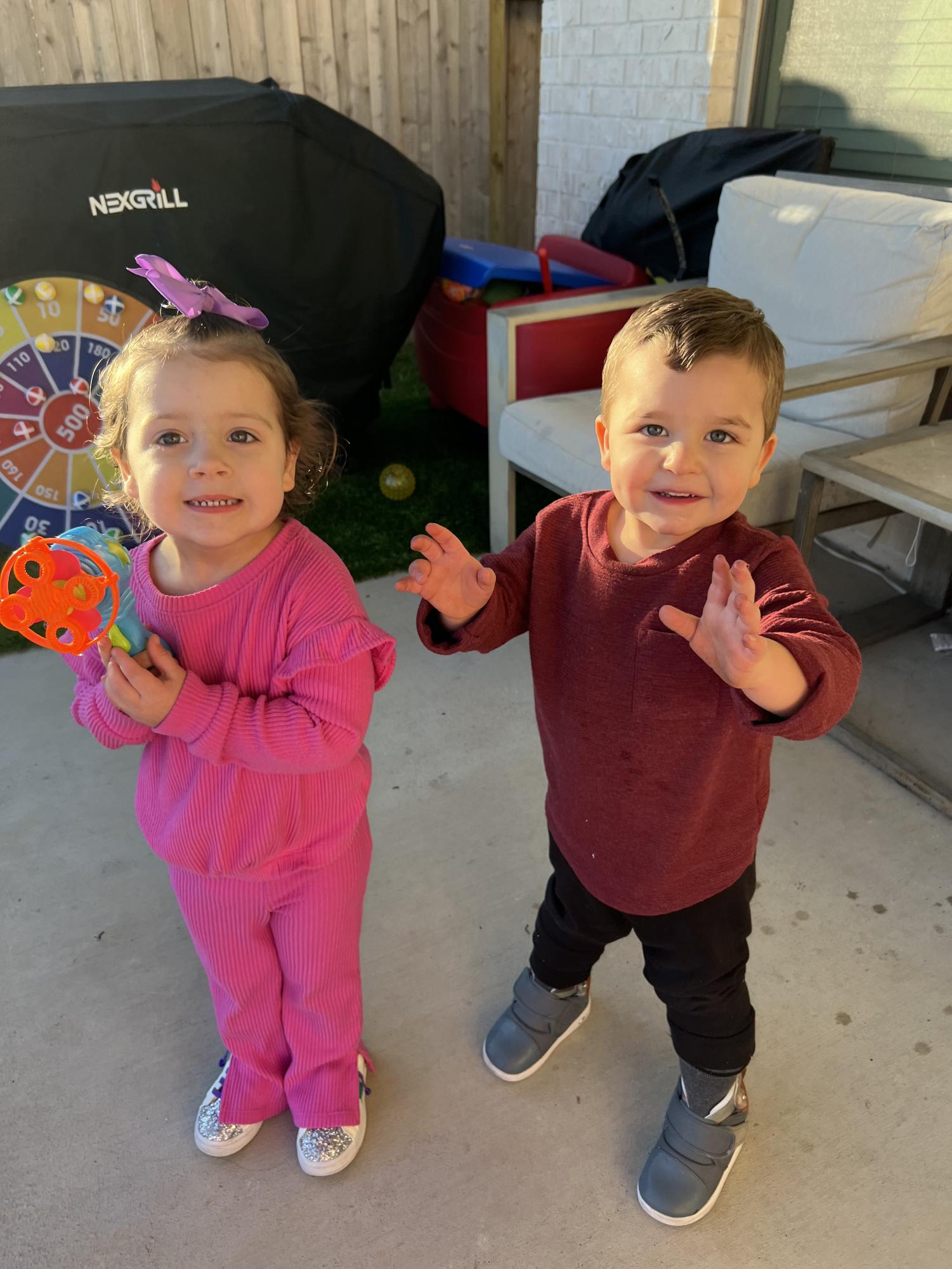 Ryder and his best friend Kinleigh playing outside with bubbles. Provided by Maggie Buckley, used with permission.