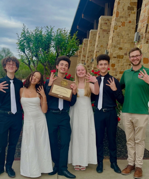 Amara Lewis, Ellie Moorad, Jordan Honore, Benji Frease, and Myles Honore of the Concentration Quintet win 4th in the State of Texas for the TX UIL Chamber Music Competition.  Photo Courtesy of TWHS Band Instagram, used with permission.