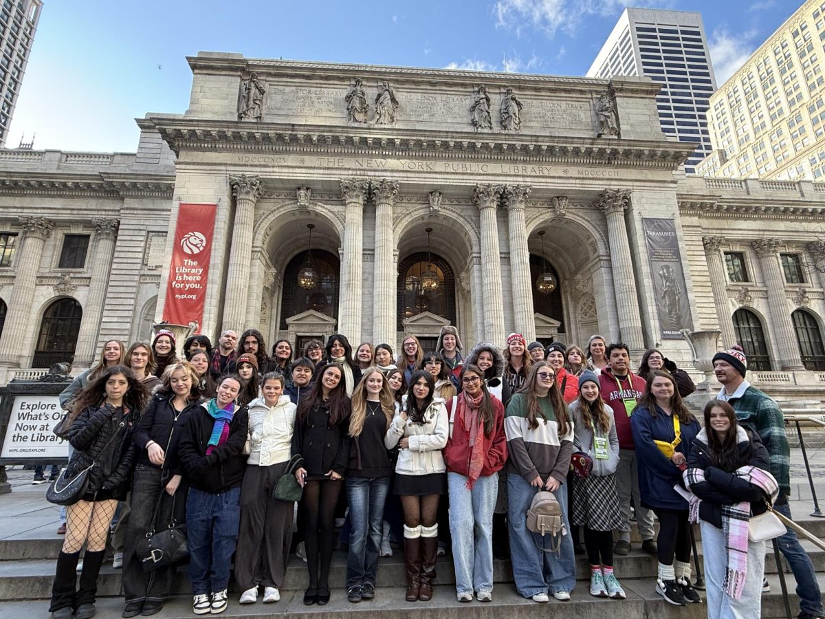 TWHS Art students gather outside of the New York Public Library. The trip, which last four days in Msrch, included many popular spots in NYC. From the TWHS Instagram, used with permission.