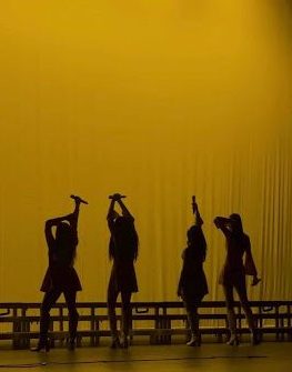 The Jackson 5 (L to R: Connie Ramirez, Nubia Cruz, Sophia Conlon, Avery Erskine) in their poses before the start of show. Photo Provided by: Mrs. Ramirez, used with permission.
